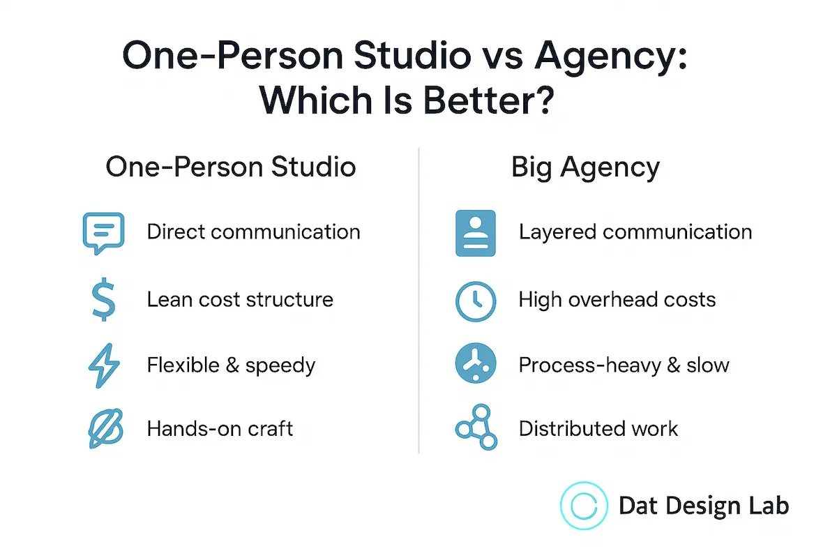 one person freelance studio vs design agency infographic dat design lab
