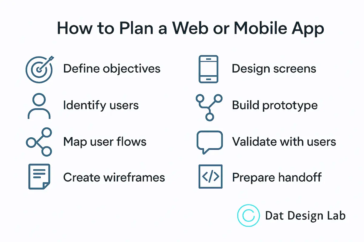 plan a web or mobile app infographic dat design lab