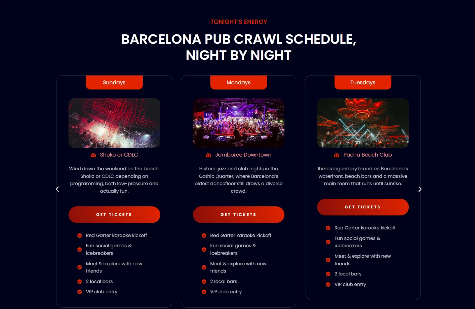 Nightly schedule