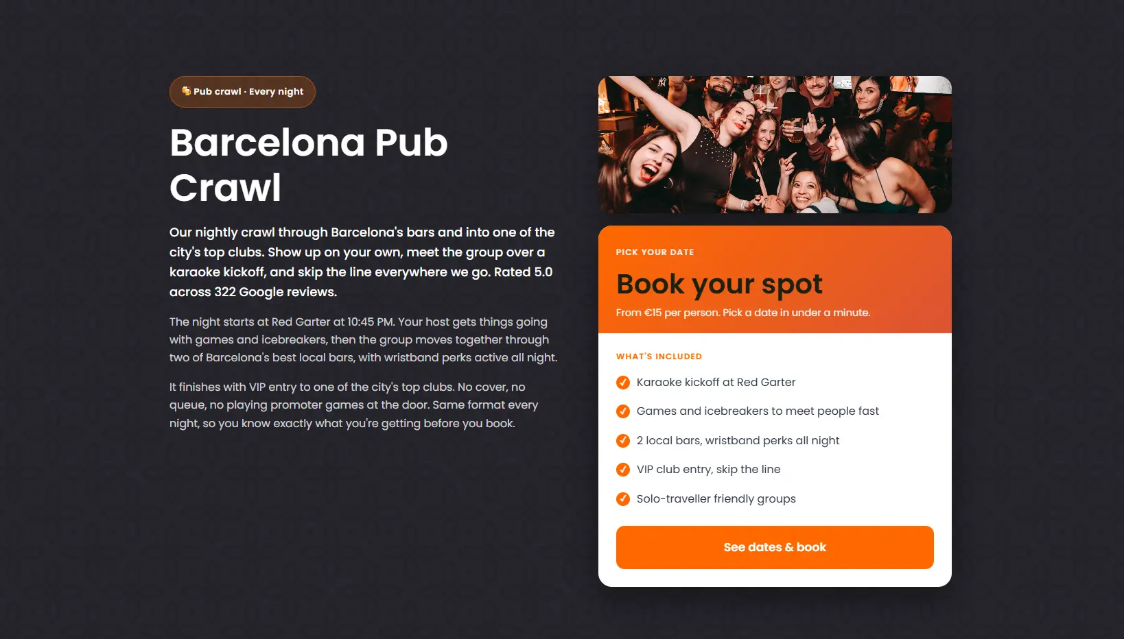 Event detail page