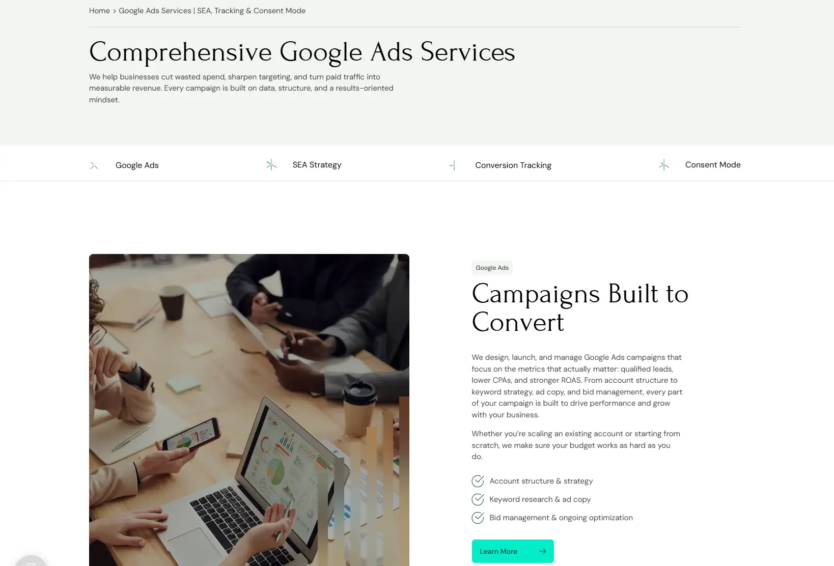 Services page