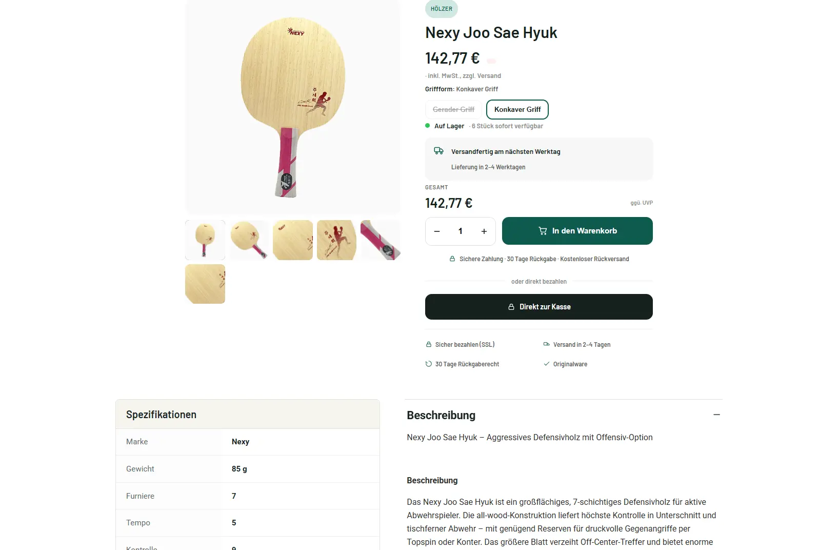 Product page & specs