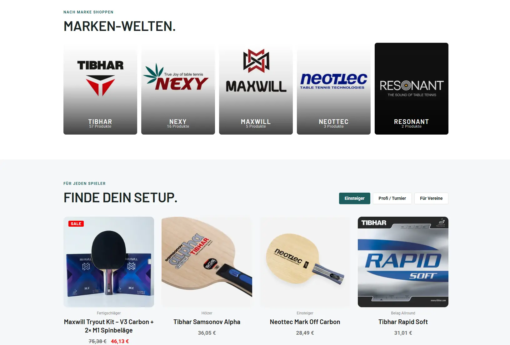 Homepage & products