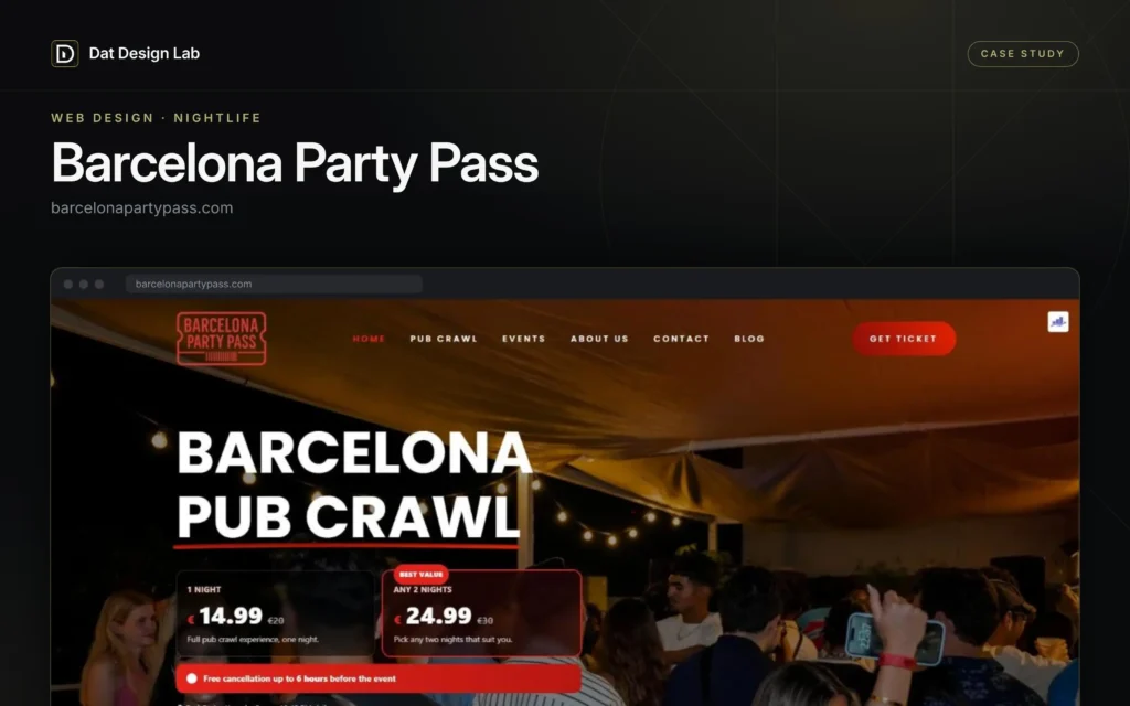 Sitio web de Barcelona Party Pass