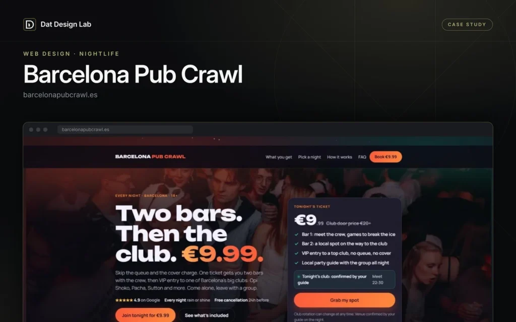 Sitio web de Barcelona Pub Crawl