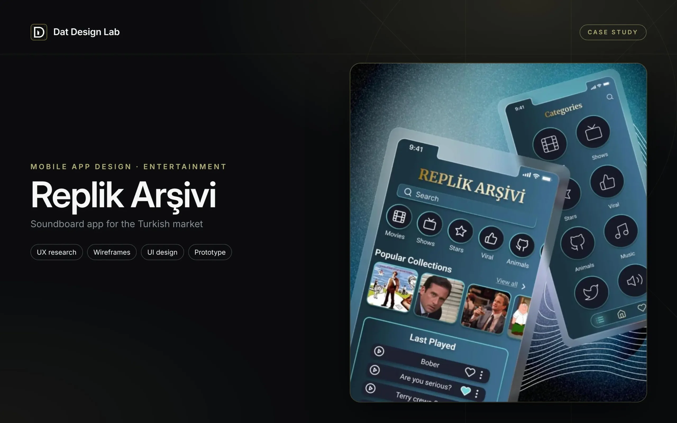 Replik Arşivi soundboard app design case study
